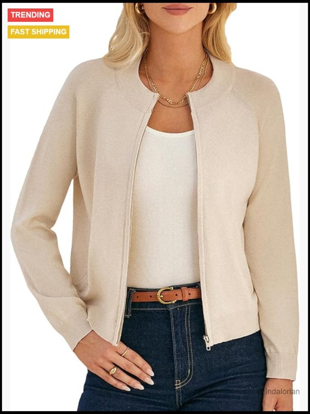 Lightweight Zip Up Cardigan Sweater, Soft Knit Fabric, Long Sleeve